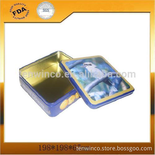 Square printed cracker boxes factory sale square cracker metal tin box